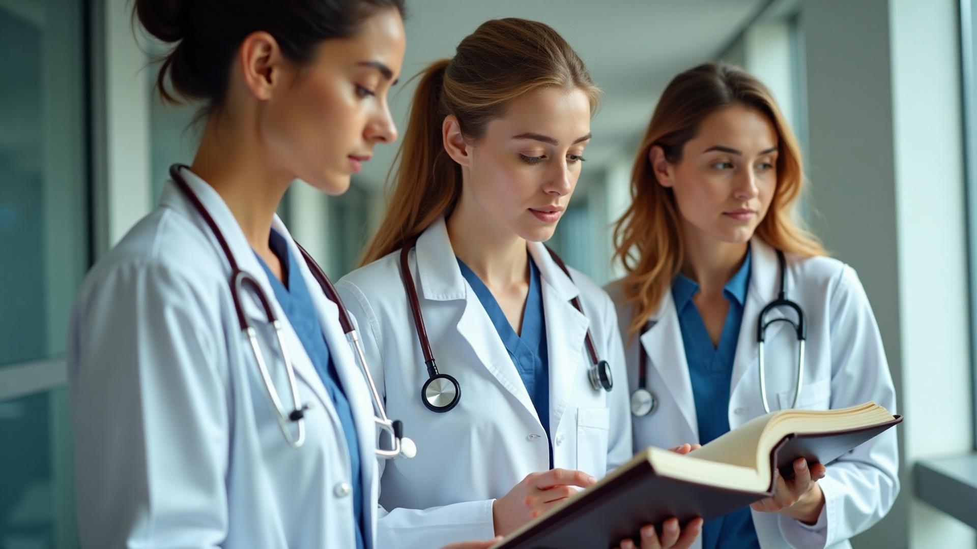 Medical students studying together in a modern learning environment